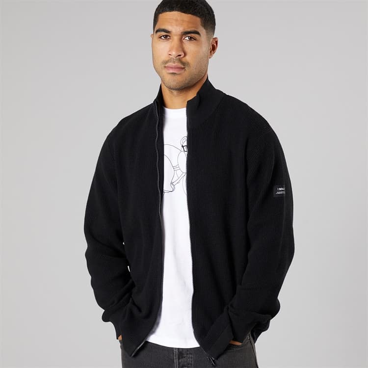 Solid Heren gebreid vest True Black