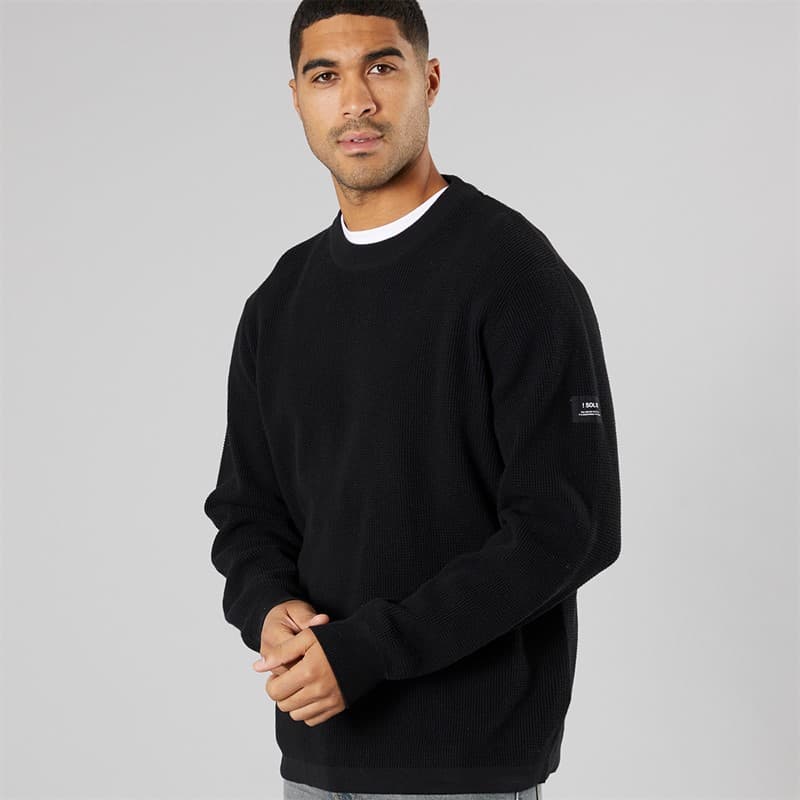 Solid Heren gebreide trui True Black - Afbeelding 1