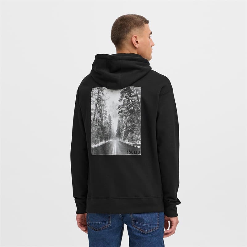 Solid Heren Dix Hoodie True Black - Afbeelding 1