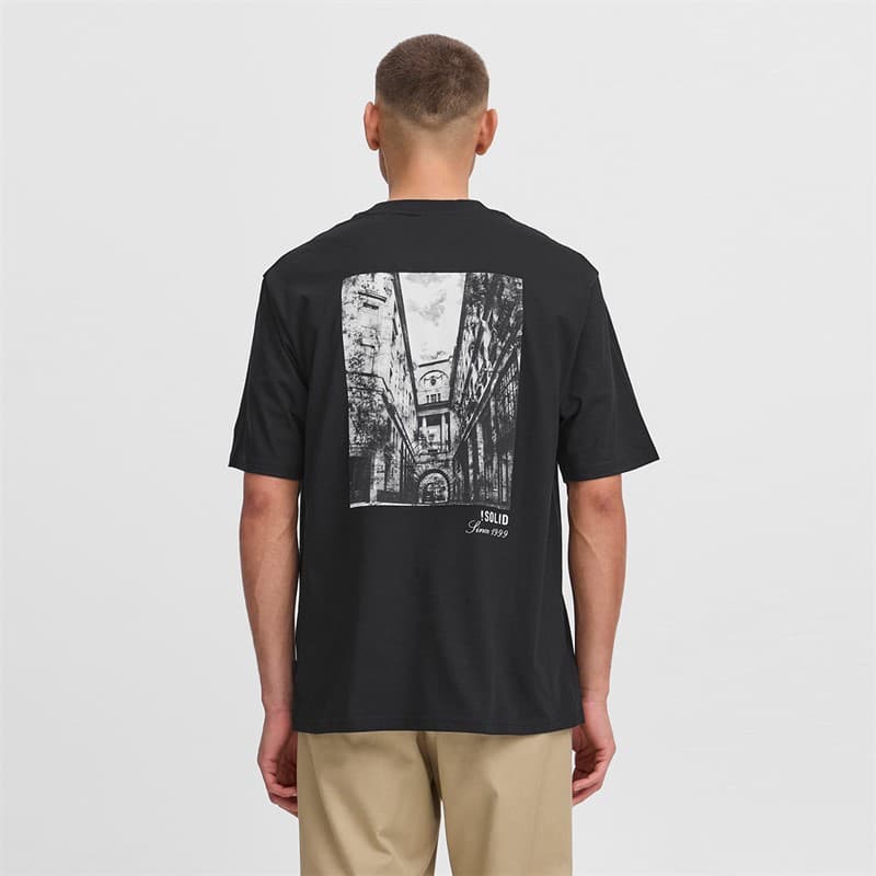Solid Heren Bilop T-shirt True Black - Afbeelding 1
