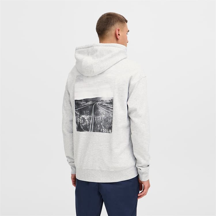 Solid Heren Dix Hoodie Light Grey Melange