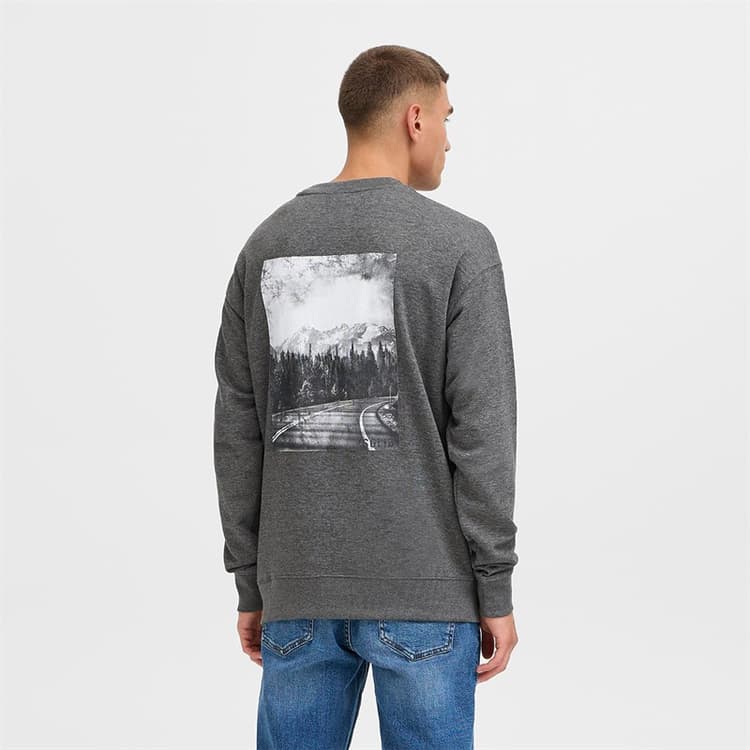Solid Heren Dixon Sweatshirt Dark Grey Melange