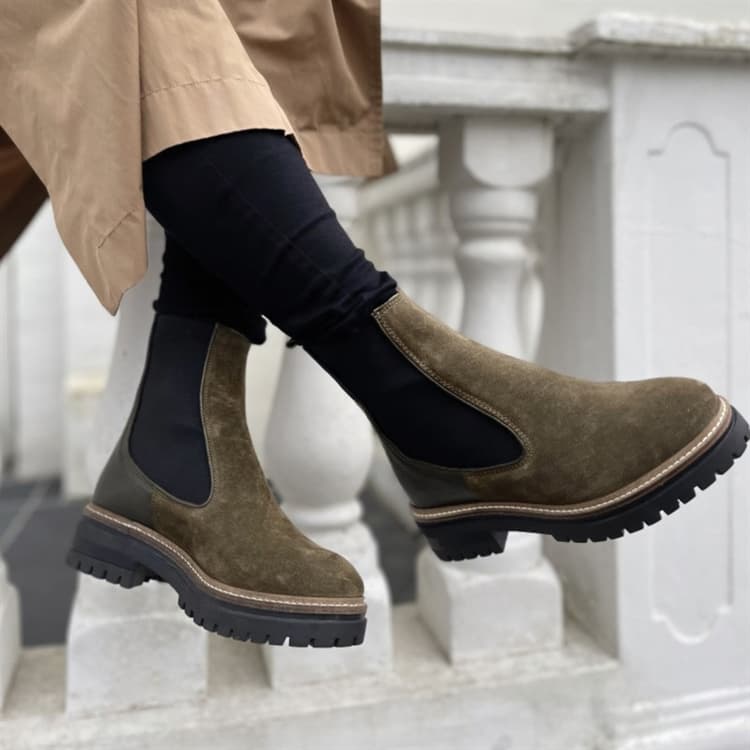 Copenhagen Shoes Dames Fall 21 Suede Fashion laarzen Khaki