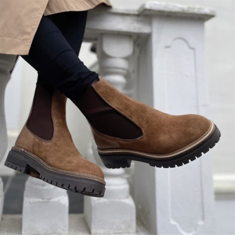 Copenhagen Shoes Dames Herfst 2021 Suède Laarzen 112 Cognac