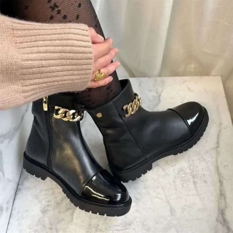Copenhagen Shoes Dames Bloemen Ogen Laarzen 2207 Zwart/Goud