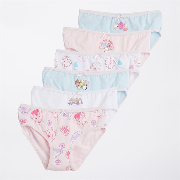 Squishmallows Meisjes Set van 6 Onderbroeken Pink Lavender/Wit/Silver Cloud