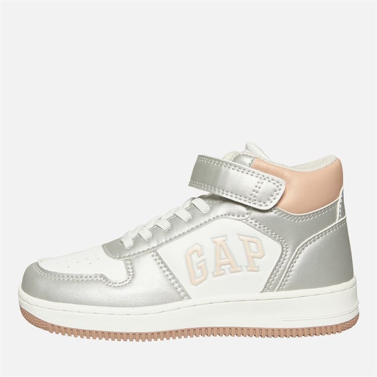 GAP Meisjes Boston Mid Sneakers Wit Zilver Roze