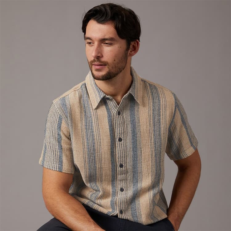 Indicode Heren Inrafko Korte Mouw Shirt Beige