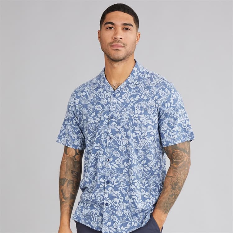 Indicode Heren Fiore Shirt Donker Denim Dk Denim