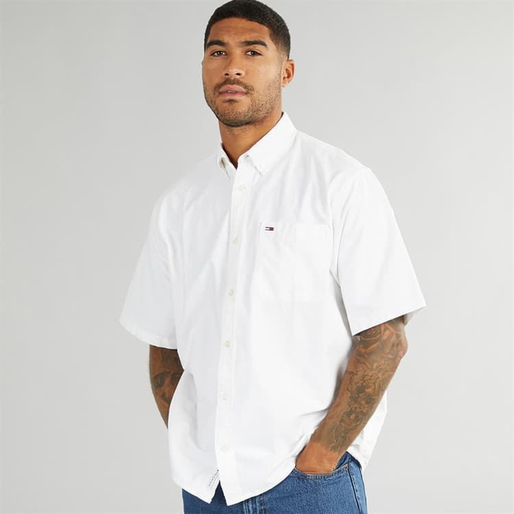 Tommy Jeans Heren Oxford Overhemd Ecru