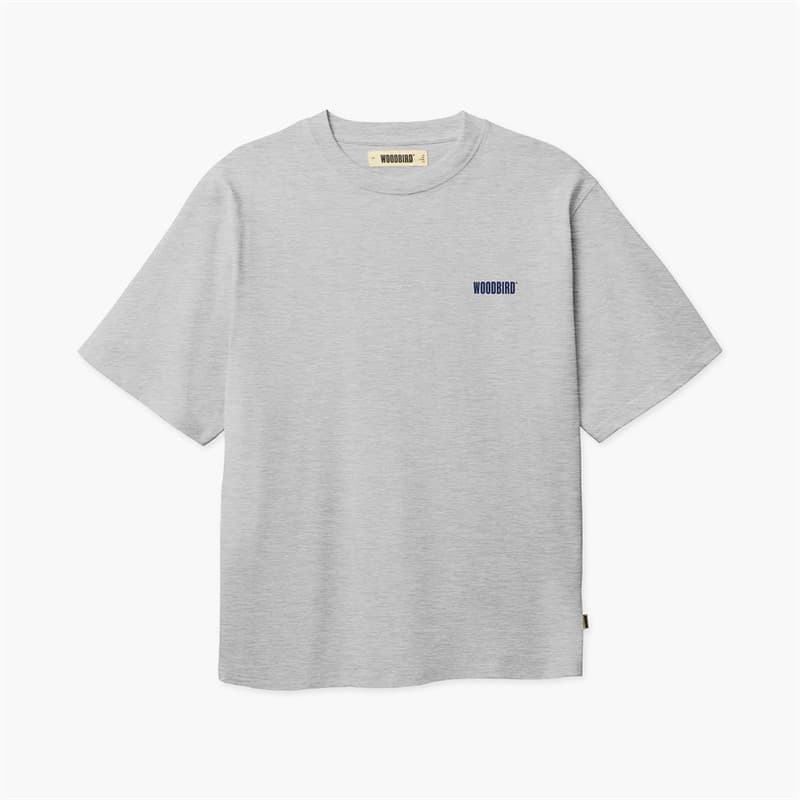 Woodbird Heren Baine Dude T-shirt Light Grey Melange - Afbeelding 2