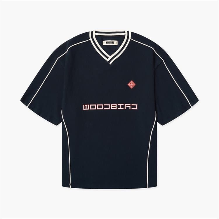 Woodbird Heren Beam 90s Sport T Shirt Dark Navy