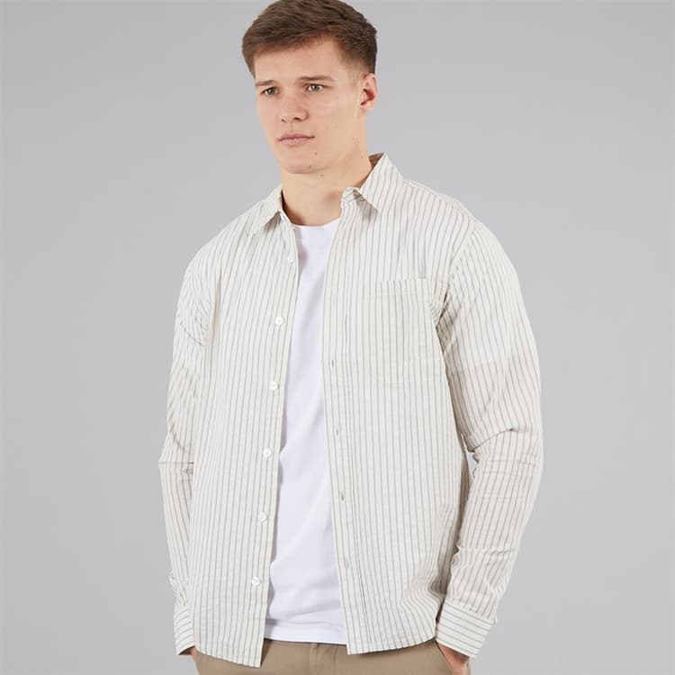 C.R.C. Heren Mosh Seersucker Shirt rijp wit St