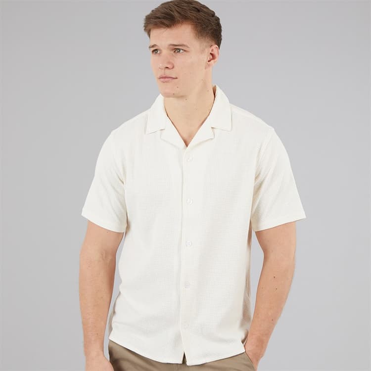 C.R.C. Heren Berry Textuur Shirt Off wit Offwhite