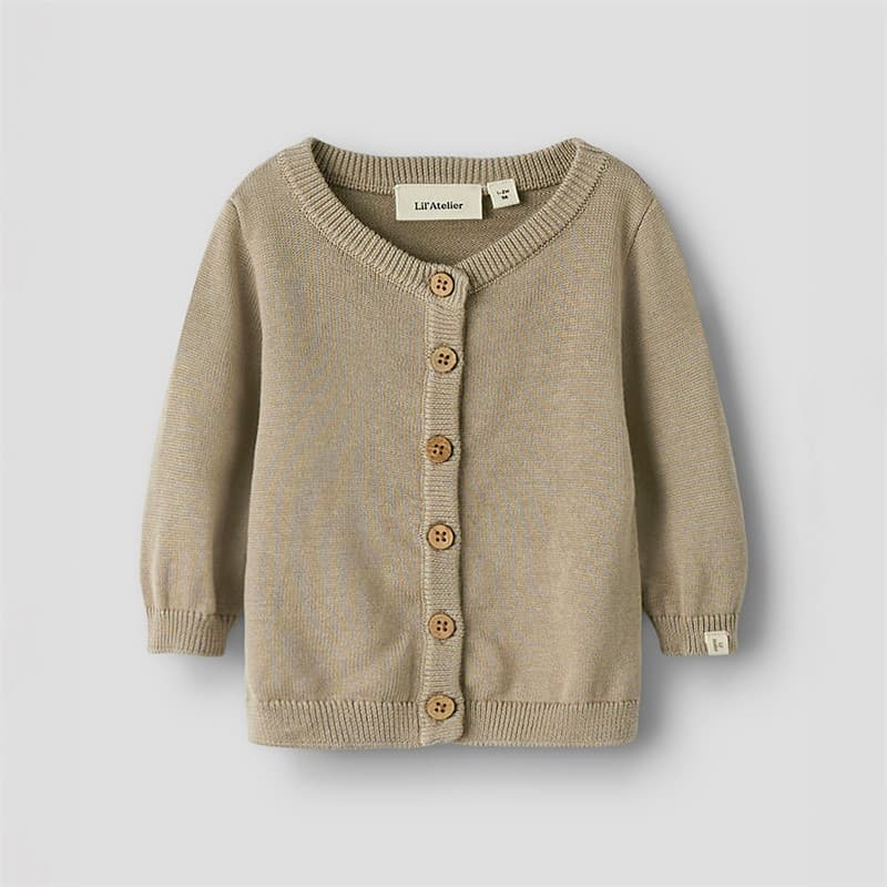 Lil' Atelier Kinderen Dundo Gebreide Vest Oxford Tan - Afbeelding 1