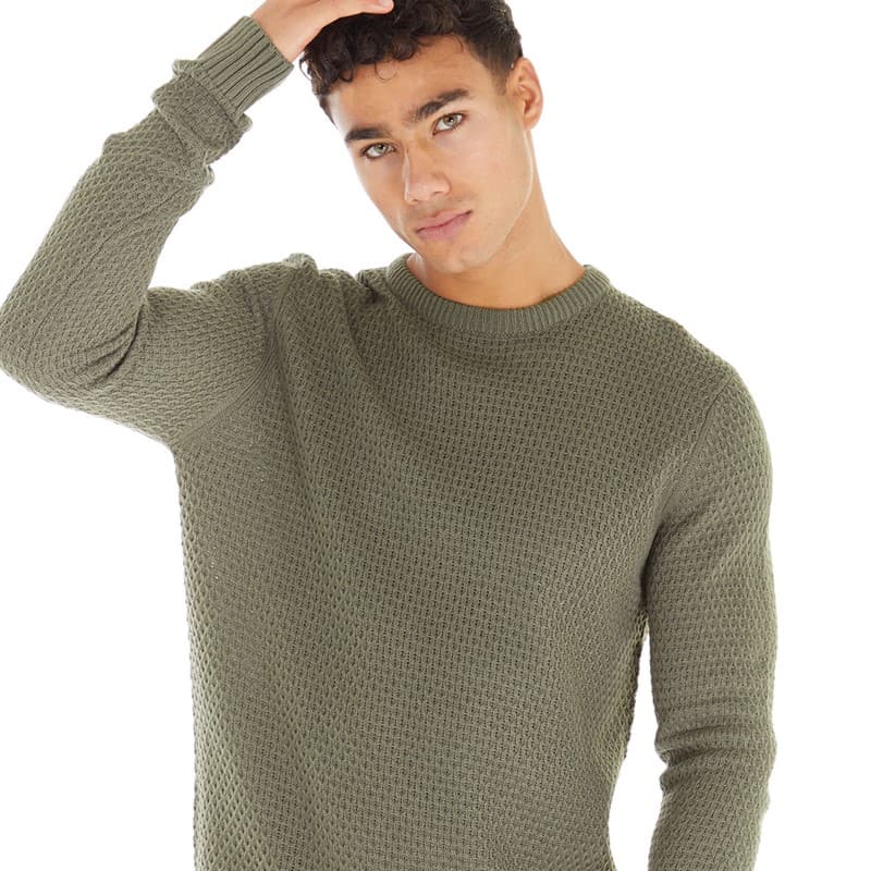 Avant Garde Trui met ronde hals voor Heren Olijf - Afbeelding 1