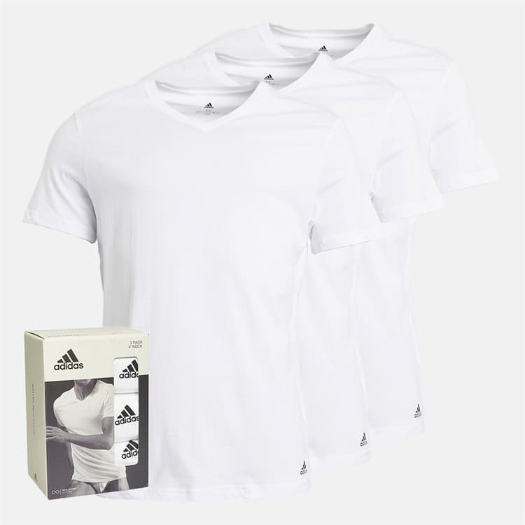 adidas Heren Actief Basis Katoen Drie Pak V-Hals T-Shirts Wit