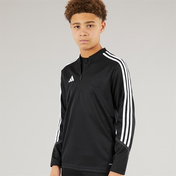 adidas Junioren Tiro 23 Club 1/4 Zip Training Top Zwart/Wit