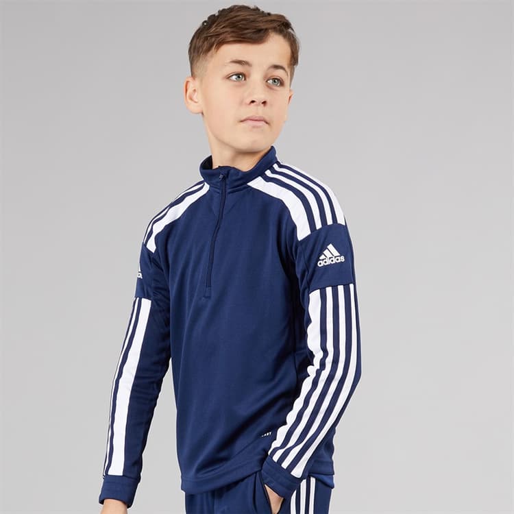 adidas Junior Squadra 21 1/4 Zip Training Top Navy Blue/Wit