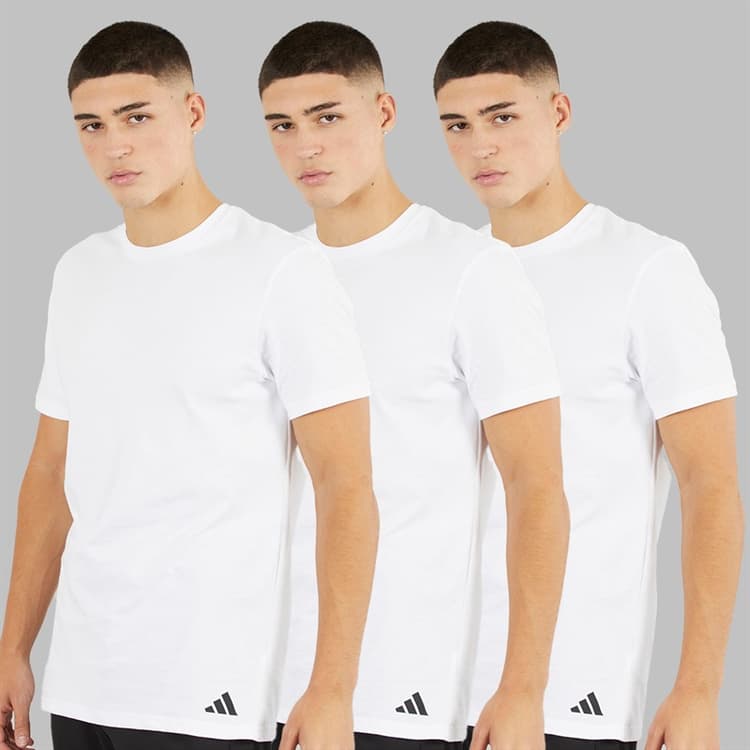 adidas Heren Comfort Flex Katoen Drie Pak Ronde Hals T-shirts Wit
