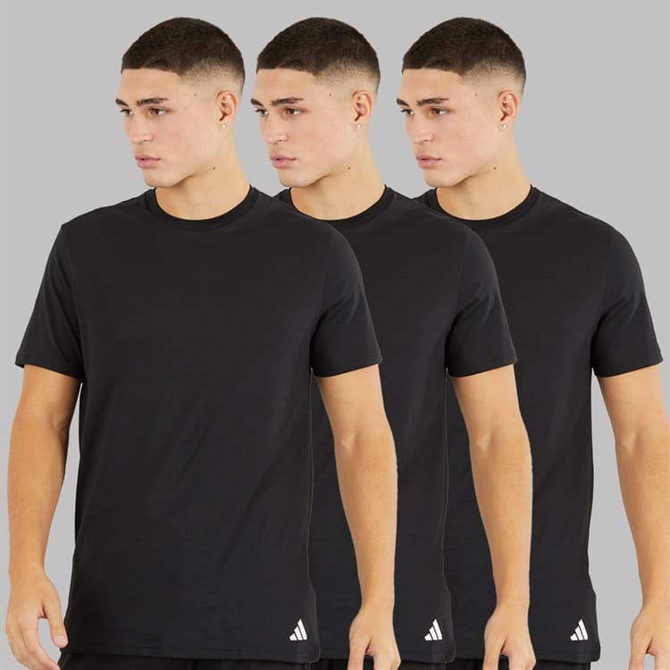 adidas Heren Comfort Flex Katoen Drie Pak Ronde Hals T-shirts Zwart