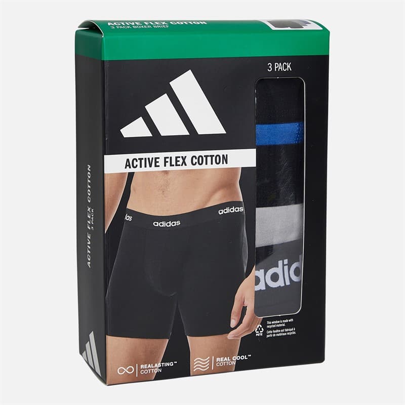 adidas Heren katoen stretch drie pak boxer briefs Zwart/Grijs/Royal - Afbeelding 2