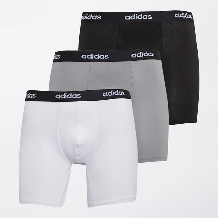 adidas Heren katoen stretch drie pak boxer briefs Zwart/Wit/Grijs