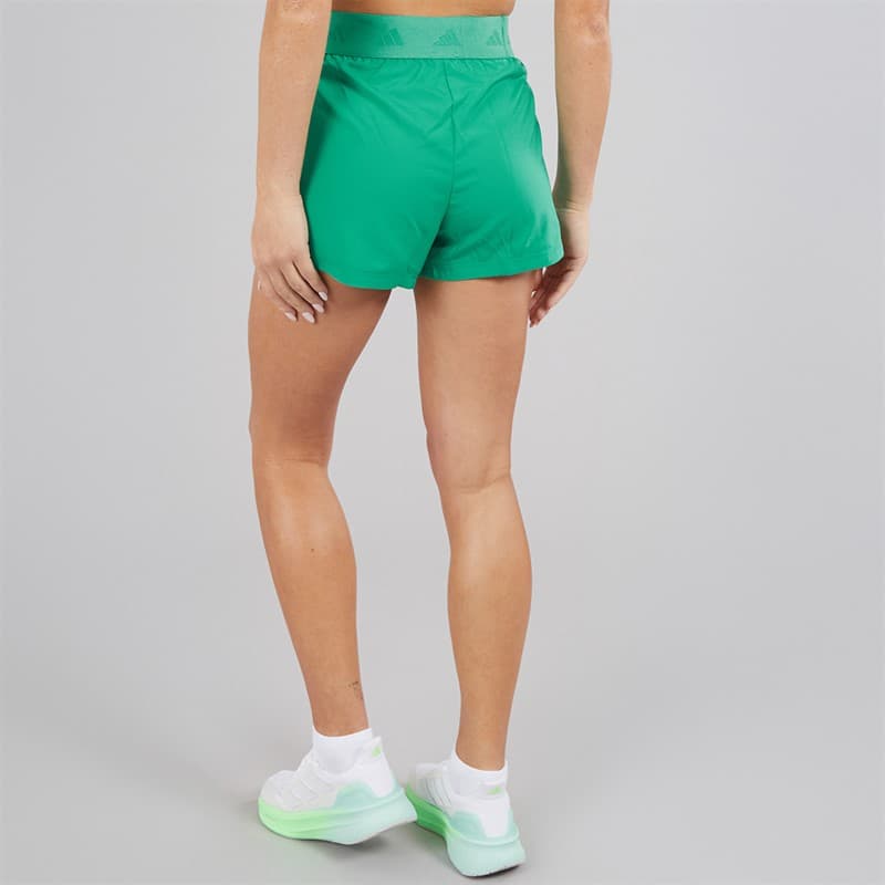 adidas Dames Hyperglam Geweven Trainingsbroek Kort Semi Court Green/Wit - Afbeelding 2