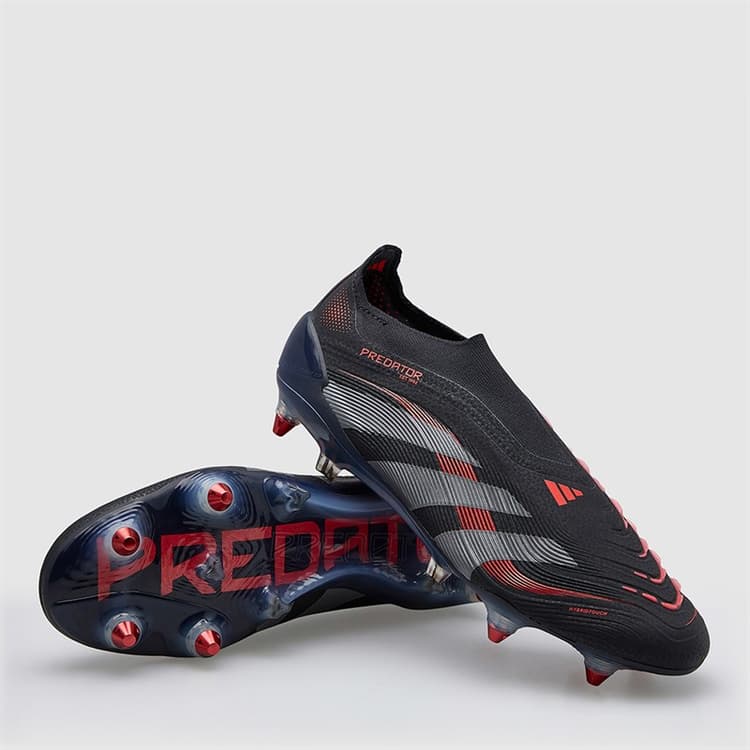 adidas Heren Predator Elite LL Schnürlose Stealth Victory Pack SG Kunstrasen Fußballschuhe Core Black/Grey Four/Lucid Red