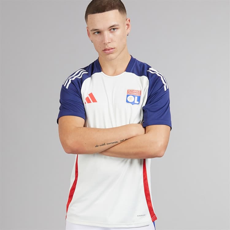adidas Heren OL Olympique Lyon Trainingsshirt wit Tint/Midnight Indigo/Bright Red