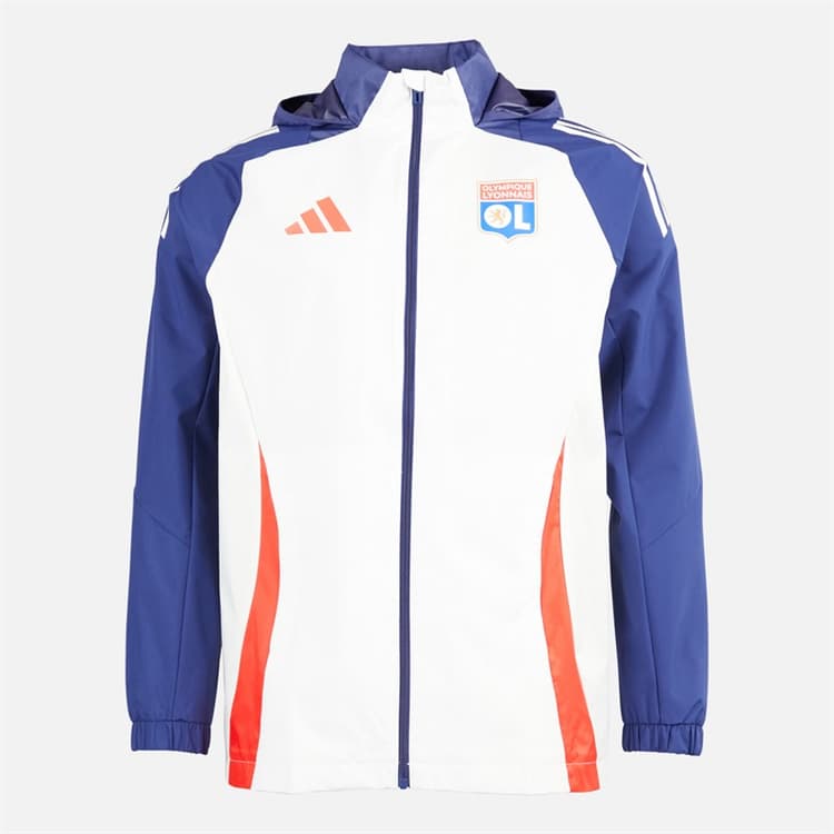 adidas Heren OL Olympique Lyon All Weather Jack wit Tint/Midnight Indigo/Bright Red