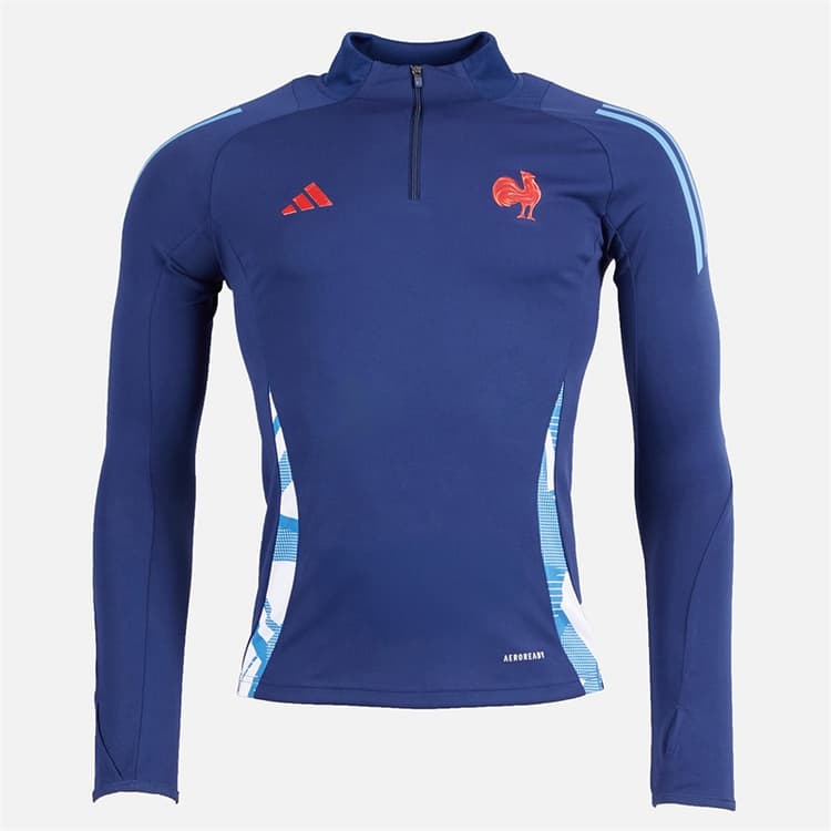 adidas Dames FFR Frankrijk Rugby Training Top Dark Blue