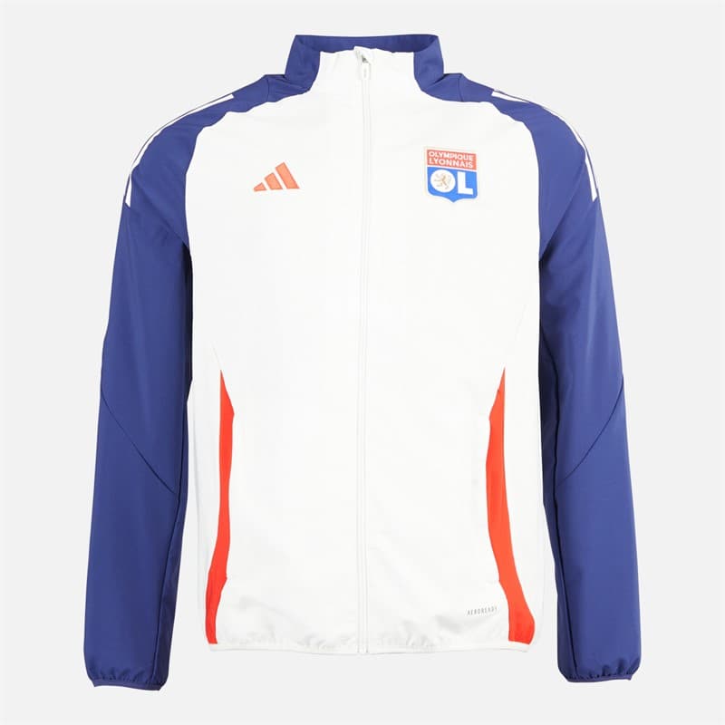 adidas Heren OL Olympique Lyon Presentatie Jas wit Tint/Midnight Indigo/Bright Red - Afbeelding 1