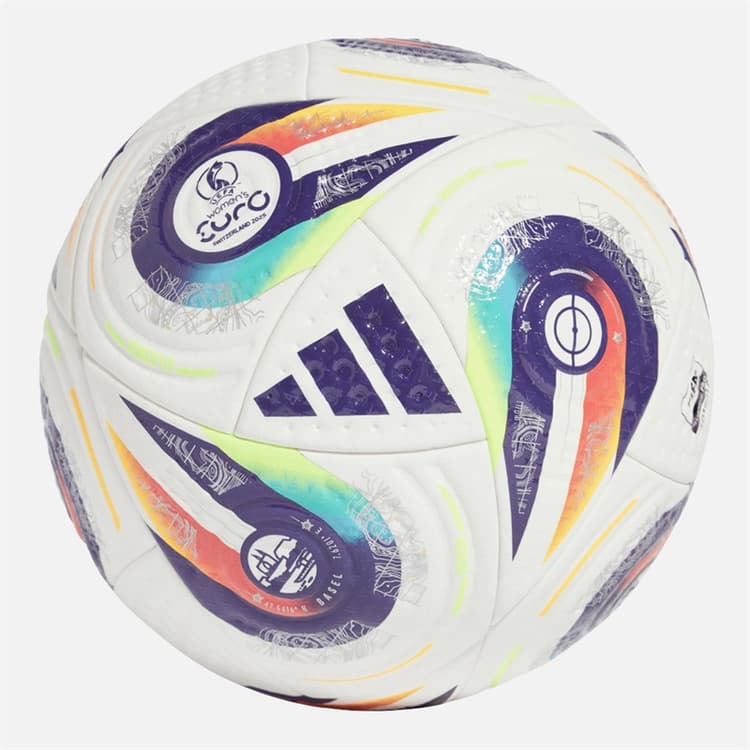 adidas Dames Euro 25 Pro Officiële Wedstrijd Voetbal (FIFA Quality Pro Gecertificeerd) Wit/Multi/Lucid Lemon