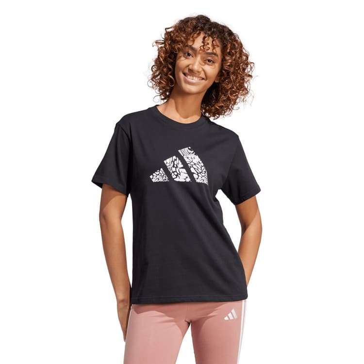 adidas Dames Camo Grafisch T-shirt Zwart