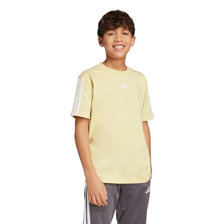 adidas Junior Jongens Essentials 3 Strepen T-shirt Powder Yellow/Wit
