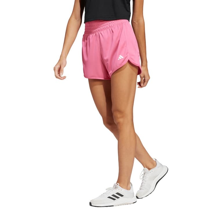 adidas Dames Pacer Essentials Gebreide Hoge Taille Shorts Pink Fusion/Wit