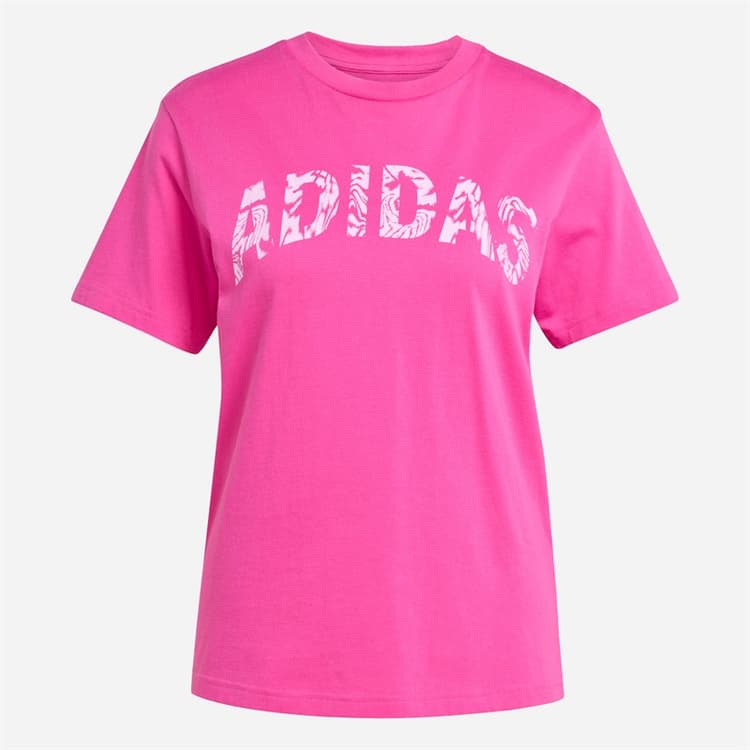 adidas Dames Camo Grafisch Logo T-shirt Semi Lucid Fuchsia