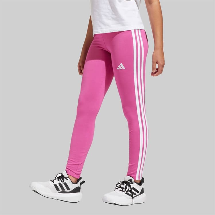 adidas Junior Meisjes Essentials 3 Strepen Leggings Semi Lucid Fuchsia/Wit