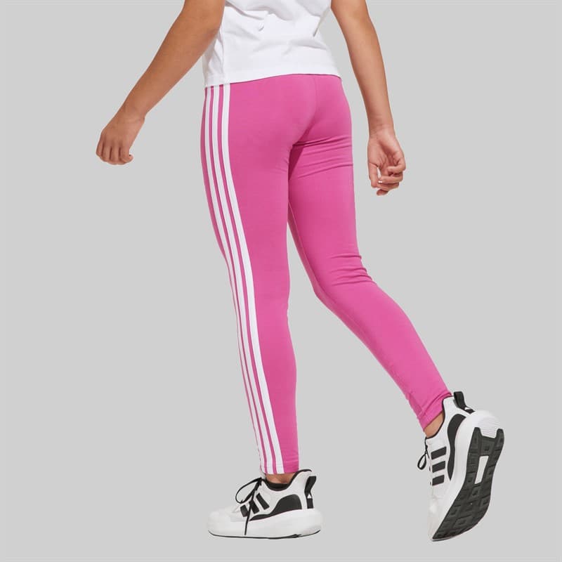 adidas Junior Meisjes Essentials 3 Strepen Leggings Semi Lucid Fuchsia/Wit - Afbeelding 2