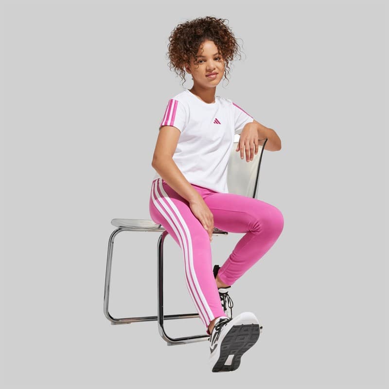 adidas Junior Meisjes Essentials 3 Strepen Leggings Semi Lucid Fuchsia/Wit - Afbeelding 3