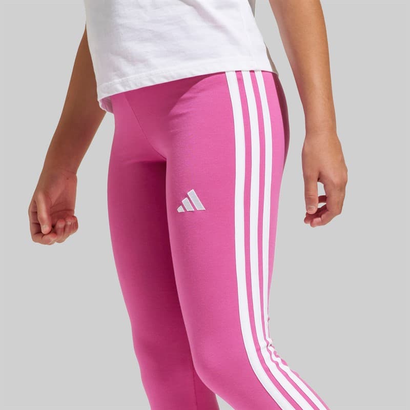 adidas Junior Meisjes Essentials 3 Strepen Leggings Semi Lucid Fuchsia/Wit - Afbeelding 5