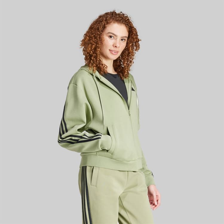 adidas Dames Future Icons 3-Stripes Volledige Rits Hoodie Tent Green