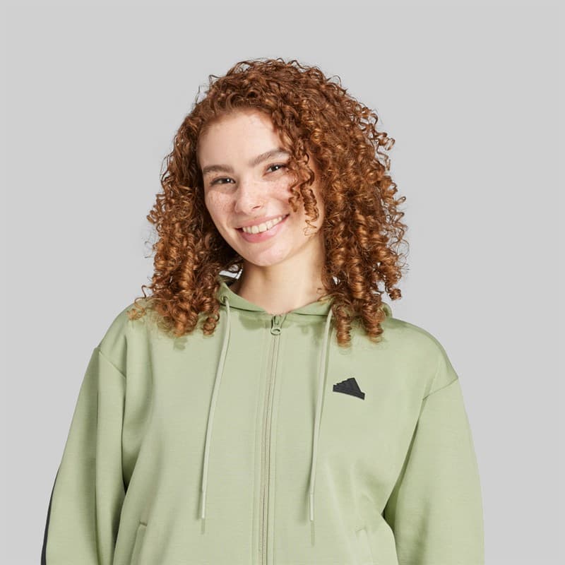 adidas Dames Future Icons 3-Stripes Volledige Rits Hoodie Tent Green - Afbeelding 3