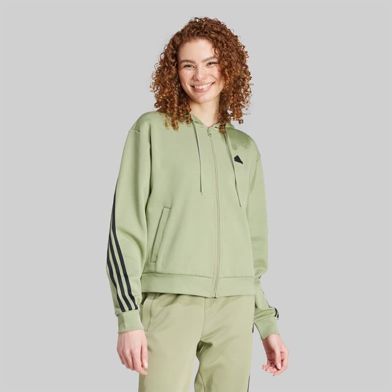 adidas Dames Future Icons 3-Stripes Volledige Rits Hoodie Tent Green - Afbeelding 5