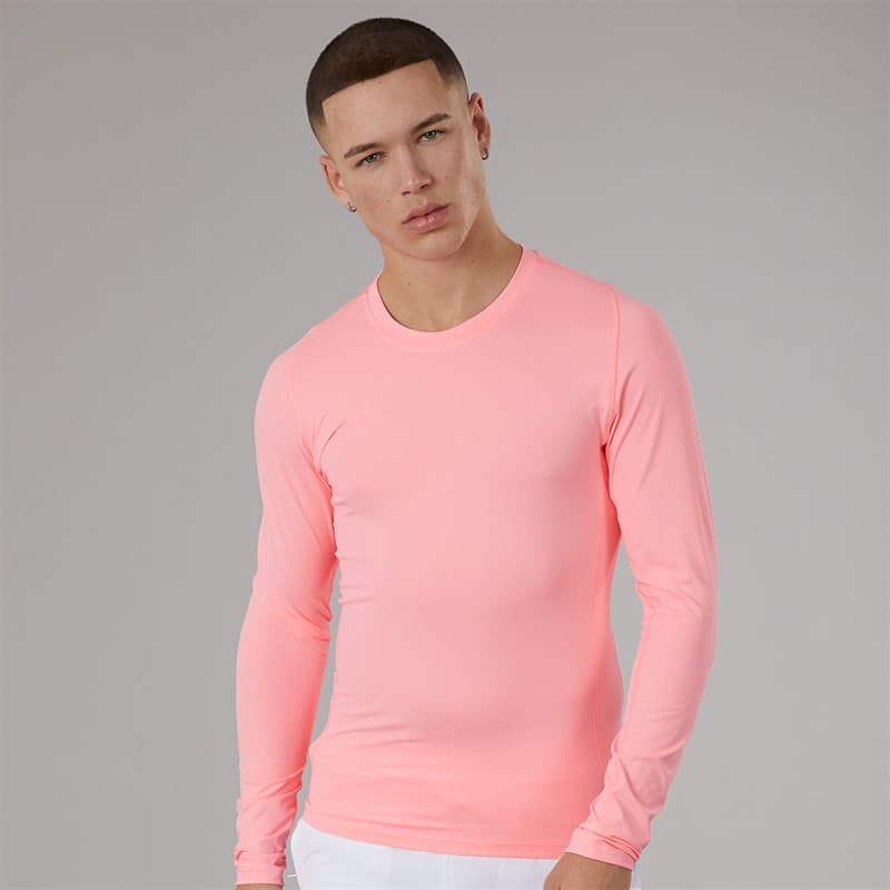 adidas Heren Tech Fit Lange Mouwen T-shirt Pink Spark - Afbeelding 1