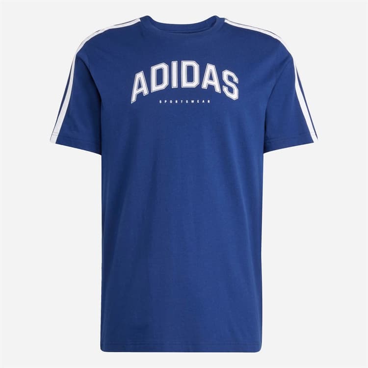 adidas Heren Codes Collegiate Lineaire Grafische T-shirt Dark Blue