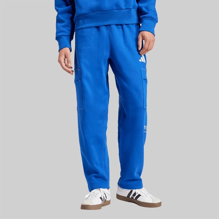 adidas Heren ALL SZN Fleece Losse Cargo Broek Royal Blue/Off White