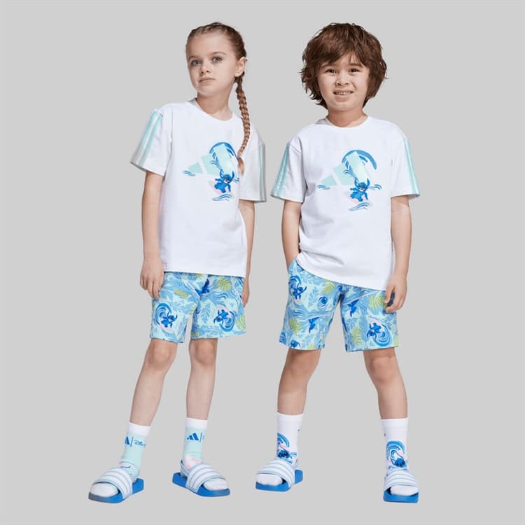 adidas Kinderen X Disney Lilo En Stitch T Shirt En Shorts Set Wit/Semi Flash Aqua