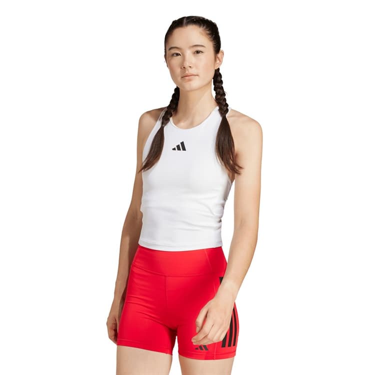 adidas Dames Power 3 Strepen Racerback Tanktop Wit